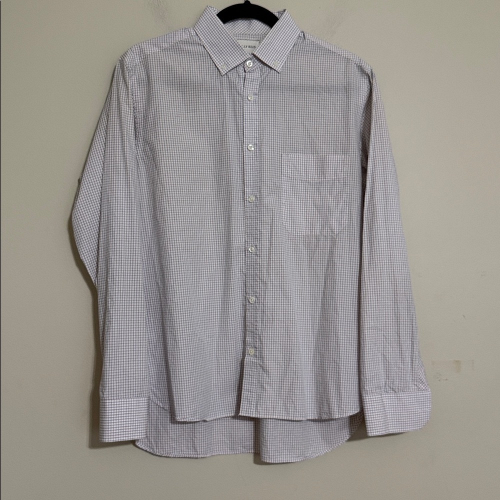 Billy Reid White Bleu Checkered Dress Shirt men S casual office retro slim fit